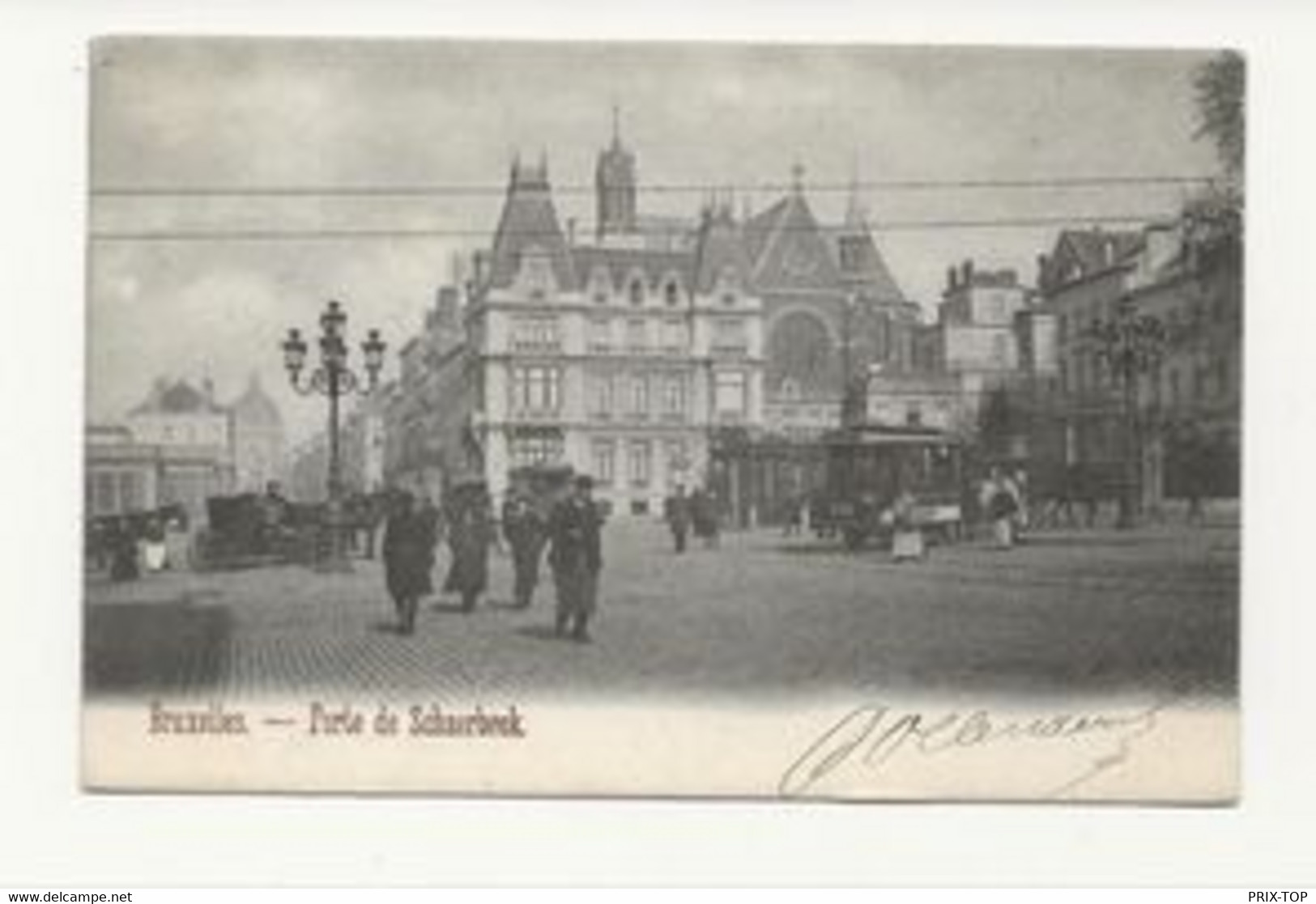 REF3778/ CP-PK Schaerbeek Porte De Schaerbeek Animée TRAM-Hippomobile-Chevaux Calèches - Schaerbeek - Schaarbeek