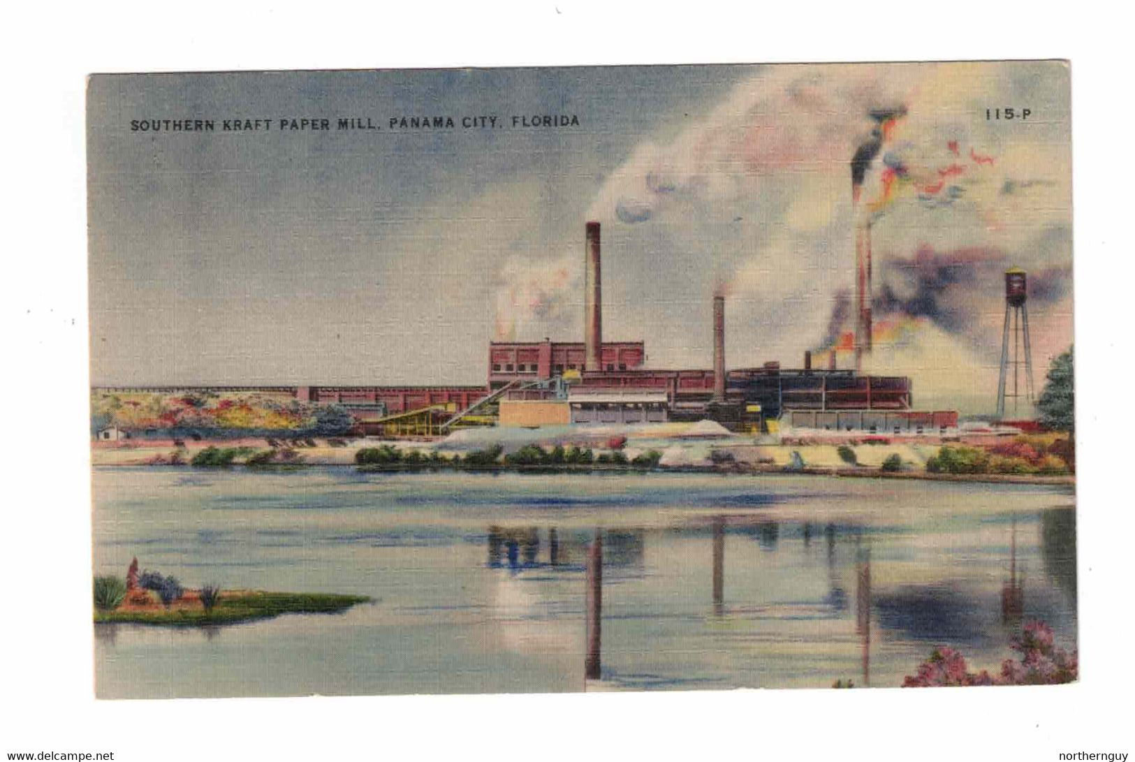 Panama City, Florida, USA, "Southern Kraft Paper Mill". Old Linen Postcard - Panama City