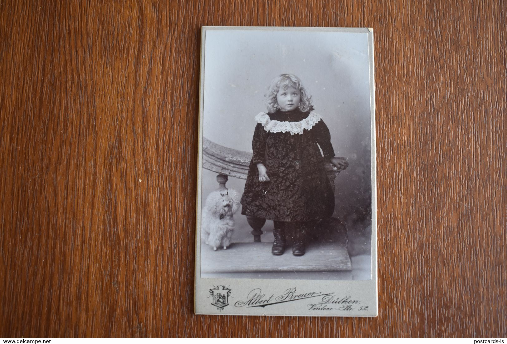 CDV Germany Dulken Albert Breuer Little Girl With Toy Dog - Ancianas (antes De 1900)