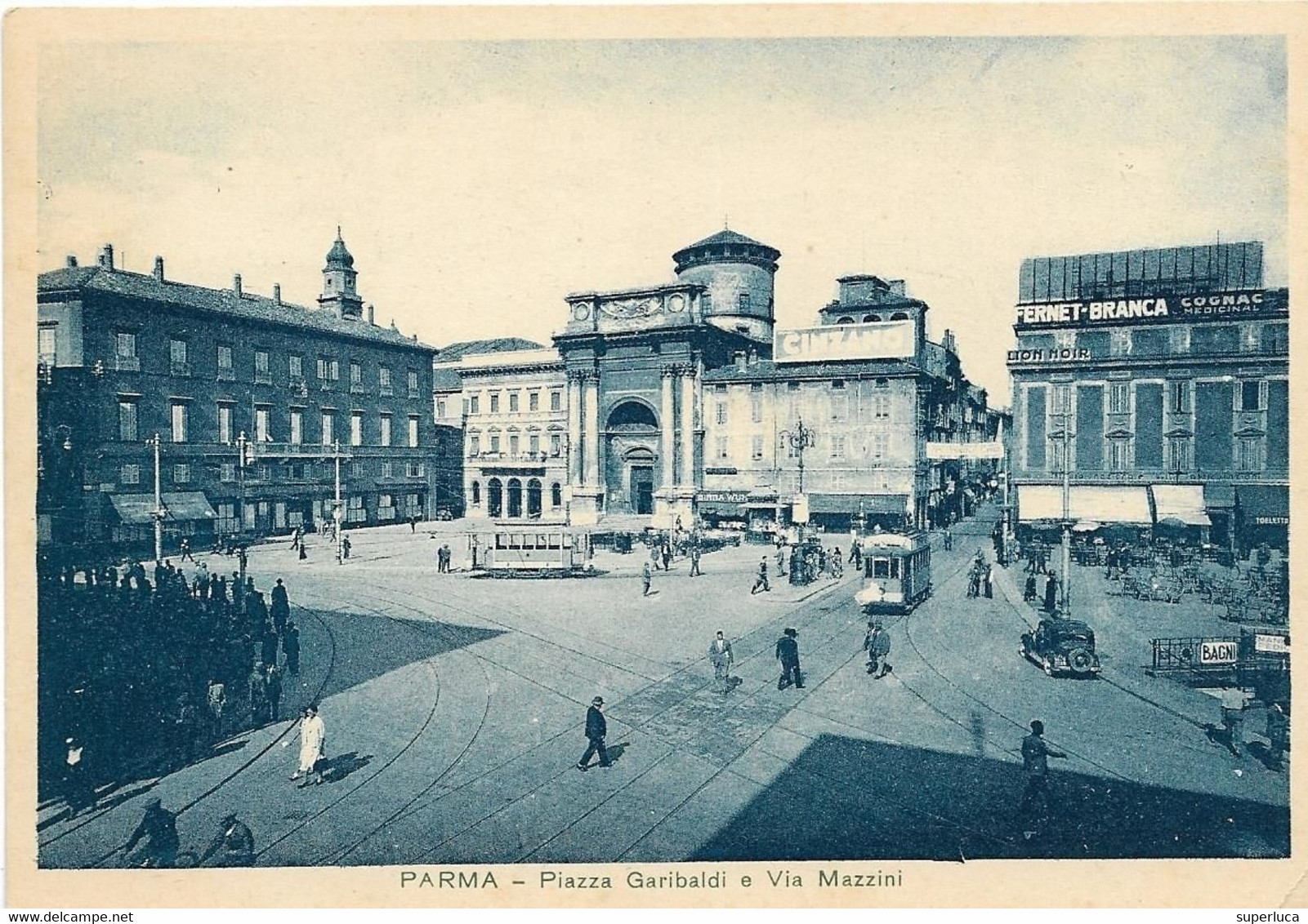 8-PARMA-PIAZZA GARIBALDI E VIA MAZZINI(PUBBLICITA FERNET BRANCA)ED.BOCCHIALINI - Parma