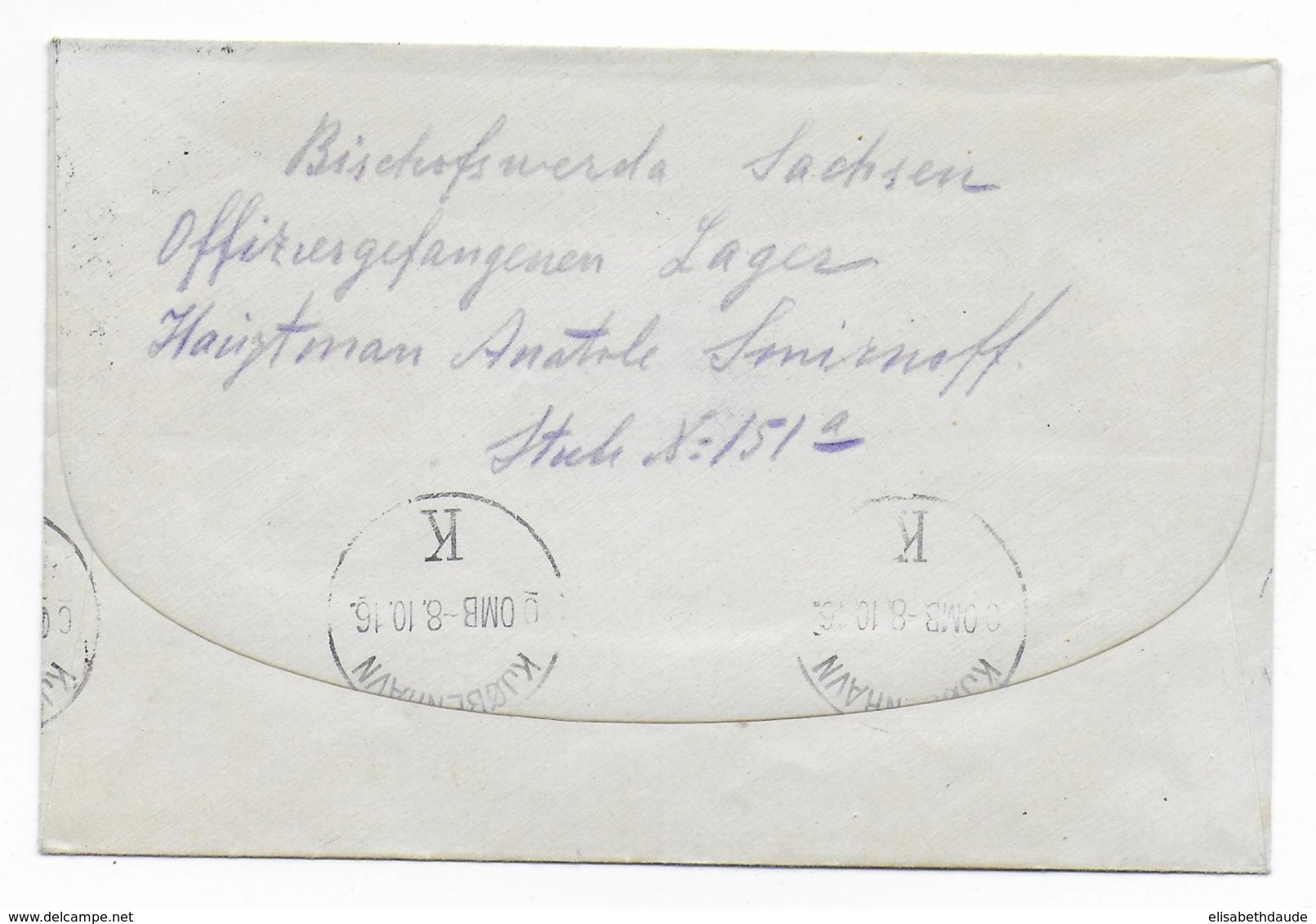 1916 - PRISONNIERS De GUERRE RUSSES - KRIEGSGEFANGENEN - ENVELOPPE Du OFFLAG De BISCHOFSWERDA => MOSKAUER HILFSKOMITEE - Briefe U. Dokumente