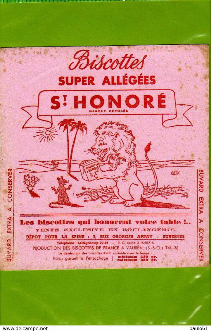 BUVARD : Biscottes Super Allégées S T HONORE Le Lion Et Le Rat - Biscottes