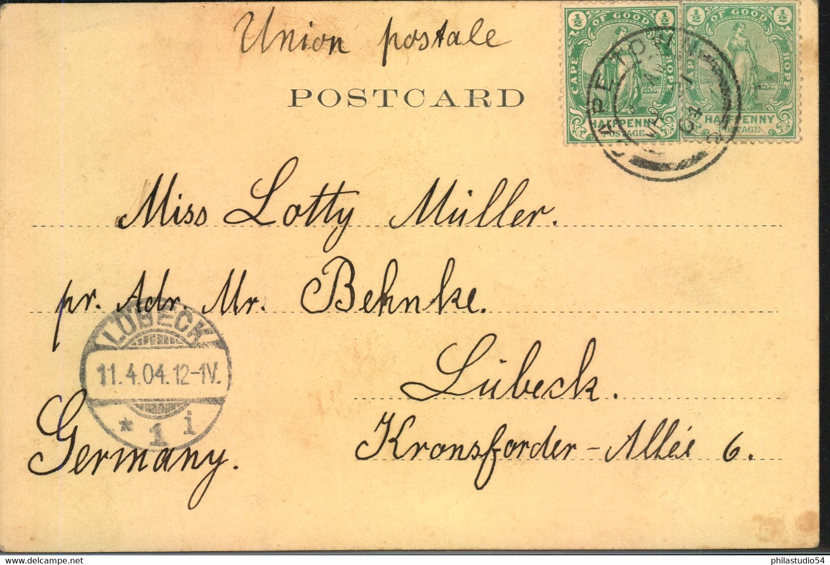 1904, Picture Postcard From CAPETOWN To Lübeck, Germany - Kap Der Guten Hoffnung (1853-1904)