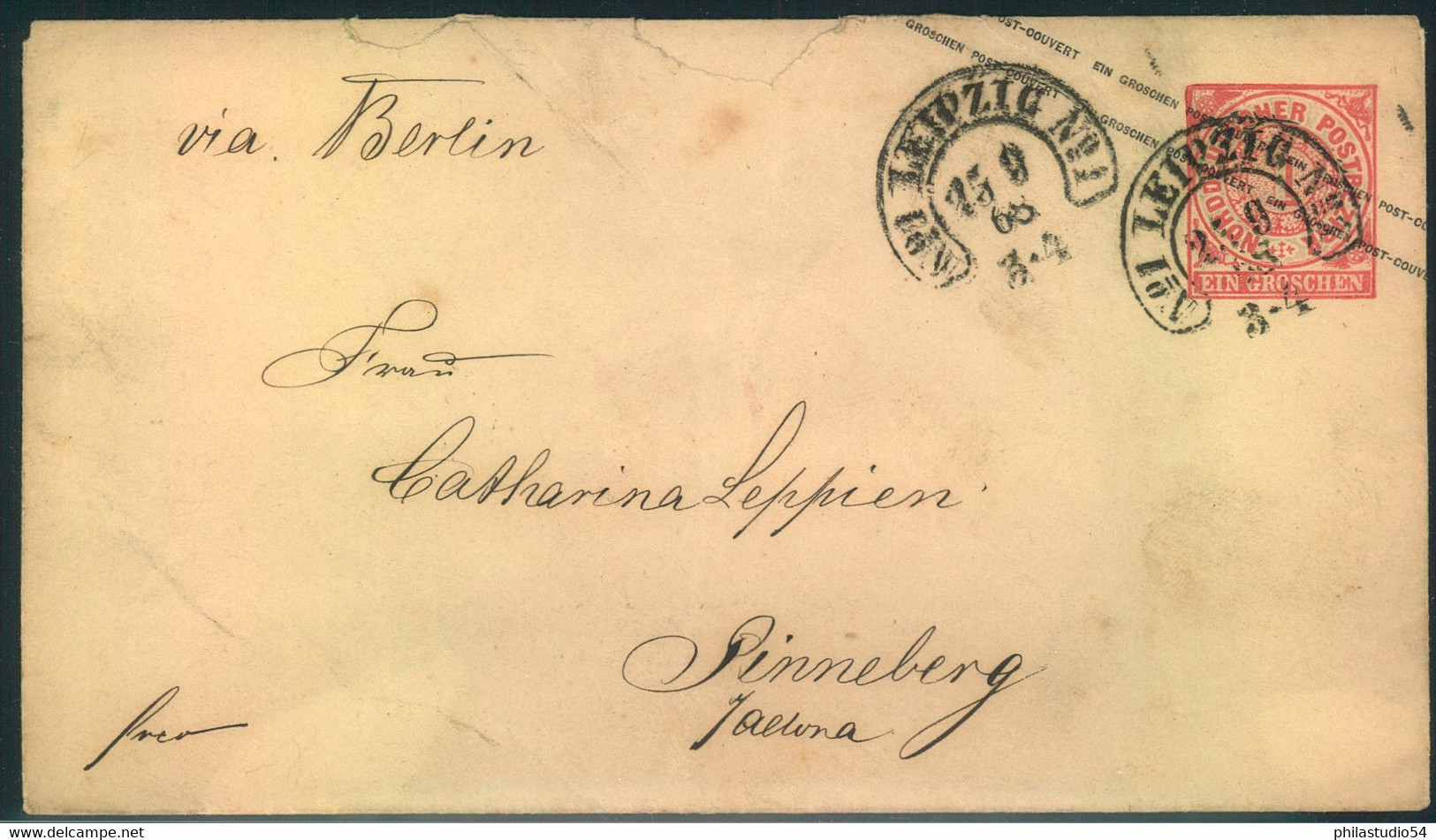 1868, Hufeisenstempel "LEIPZIG No. 1" Auf GSU 1 Groschen NDP. - Macchine Per Obliterare (EMA)