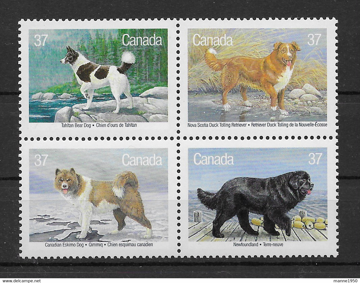 Kanada 1988 Hunde/Dogs Mi.Nr. 1097/100 Kpl. Satz ** - Unused Stamps