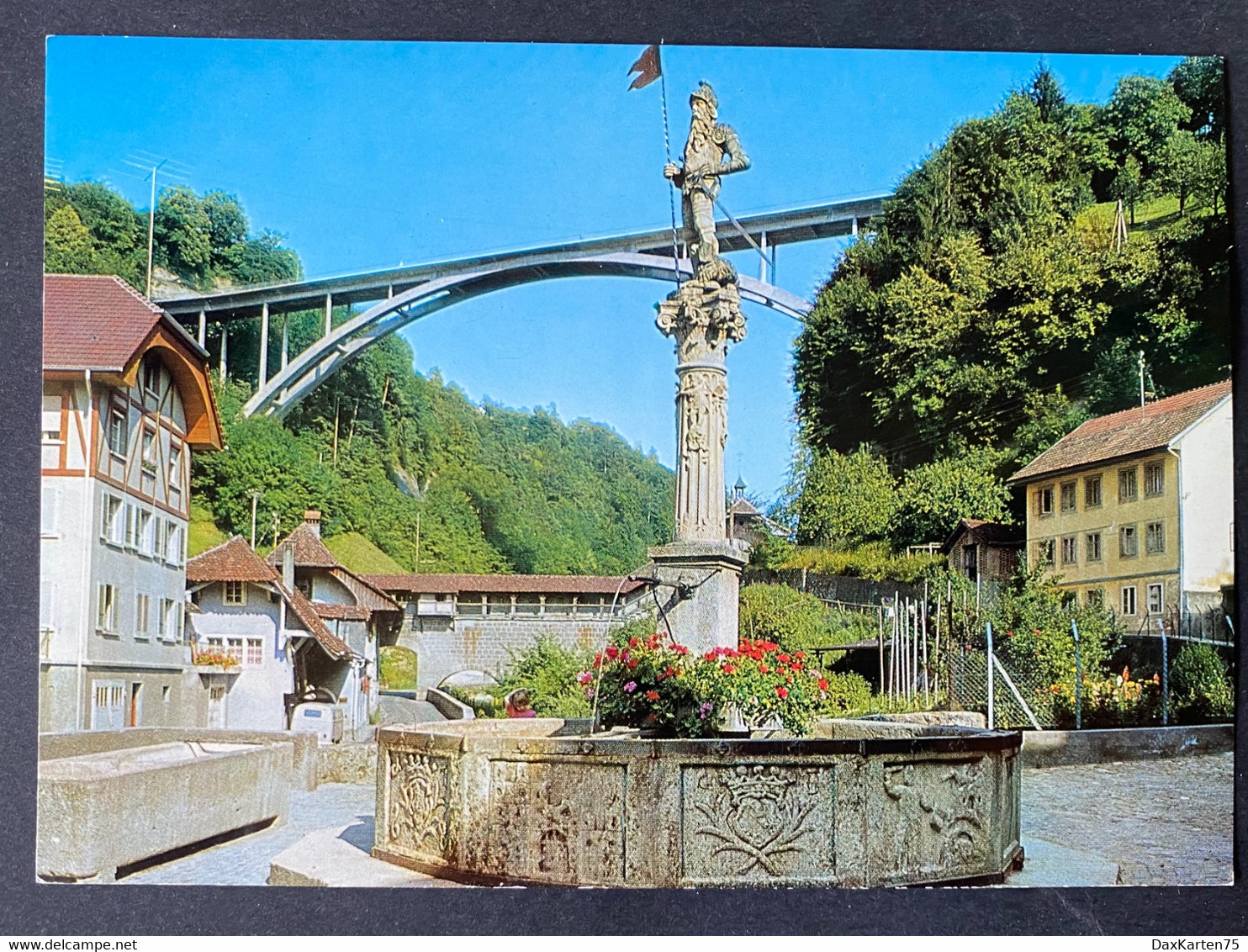 Fribourg Pont Du Gottéron/ Fontaine/ View Ville - Pont-la-Ville