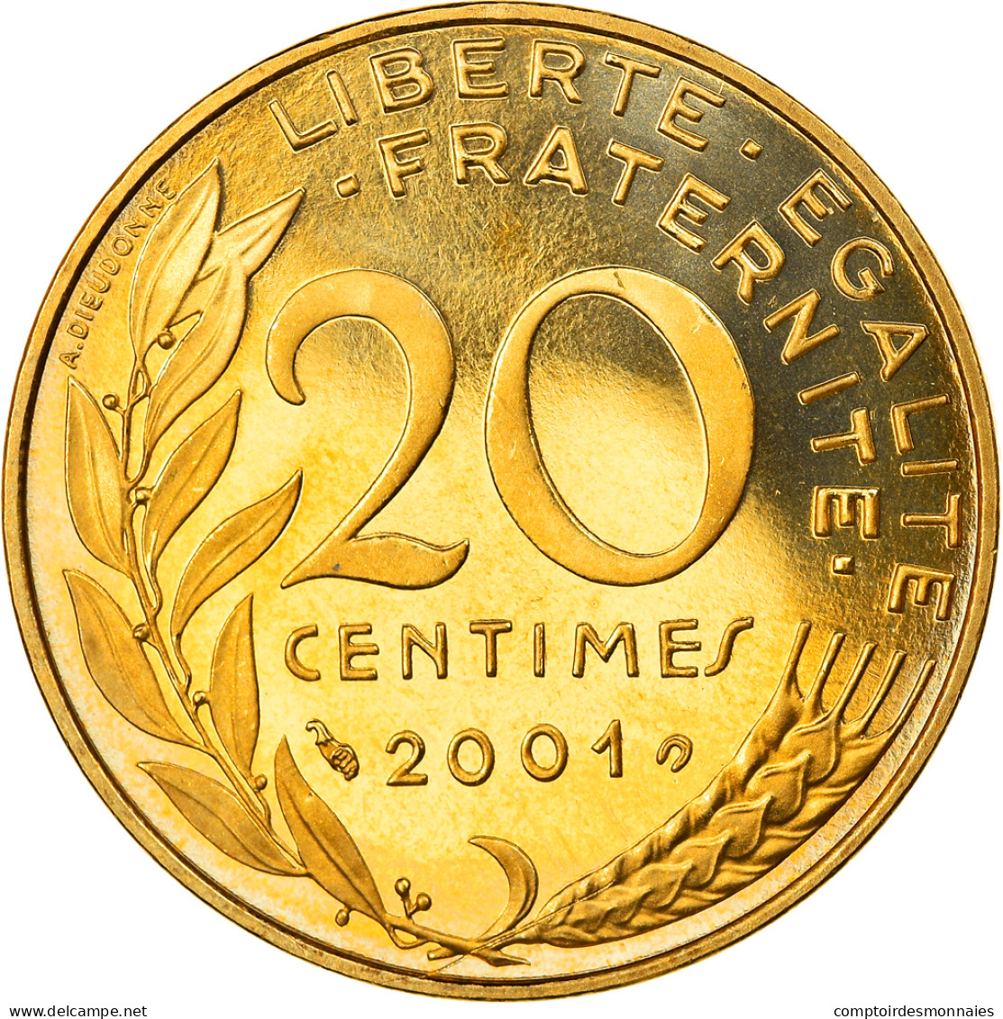 Monnaie, France, Marianne, 20 Centimes, 2001, Paris, Proof, FDC - Prova