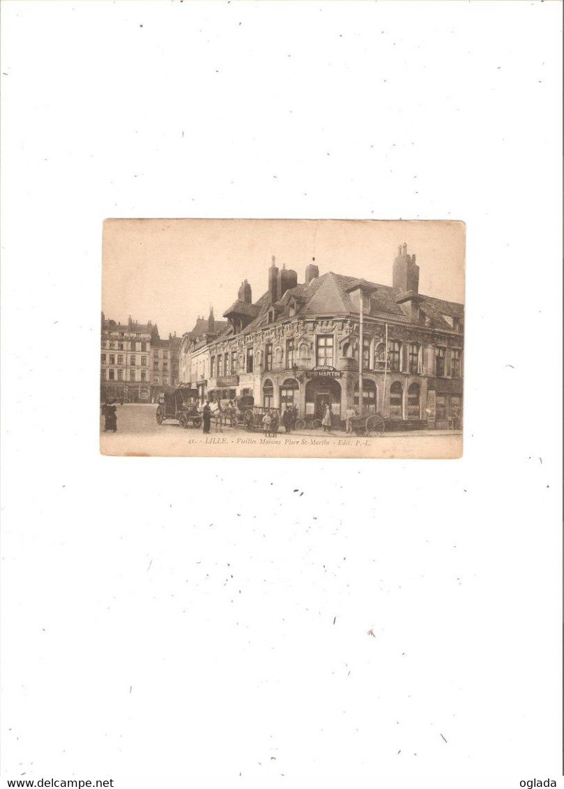 LILLE   PLACE ST MARTIN. ATTELAGE DEVANT LE CAFE AU BON BOUILLON VERS 1914 EDITION PL - Lille