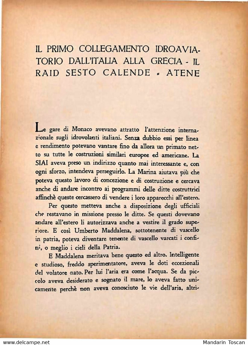 In Volo con Umberto Maddalena (1938) (Aviation Italie hydravions raids aériens)