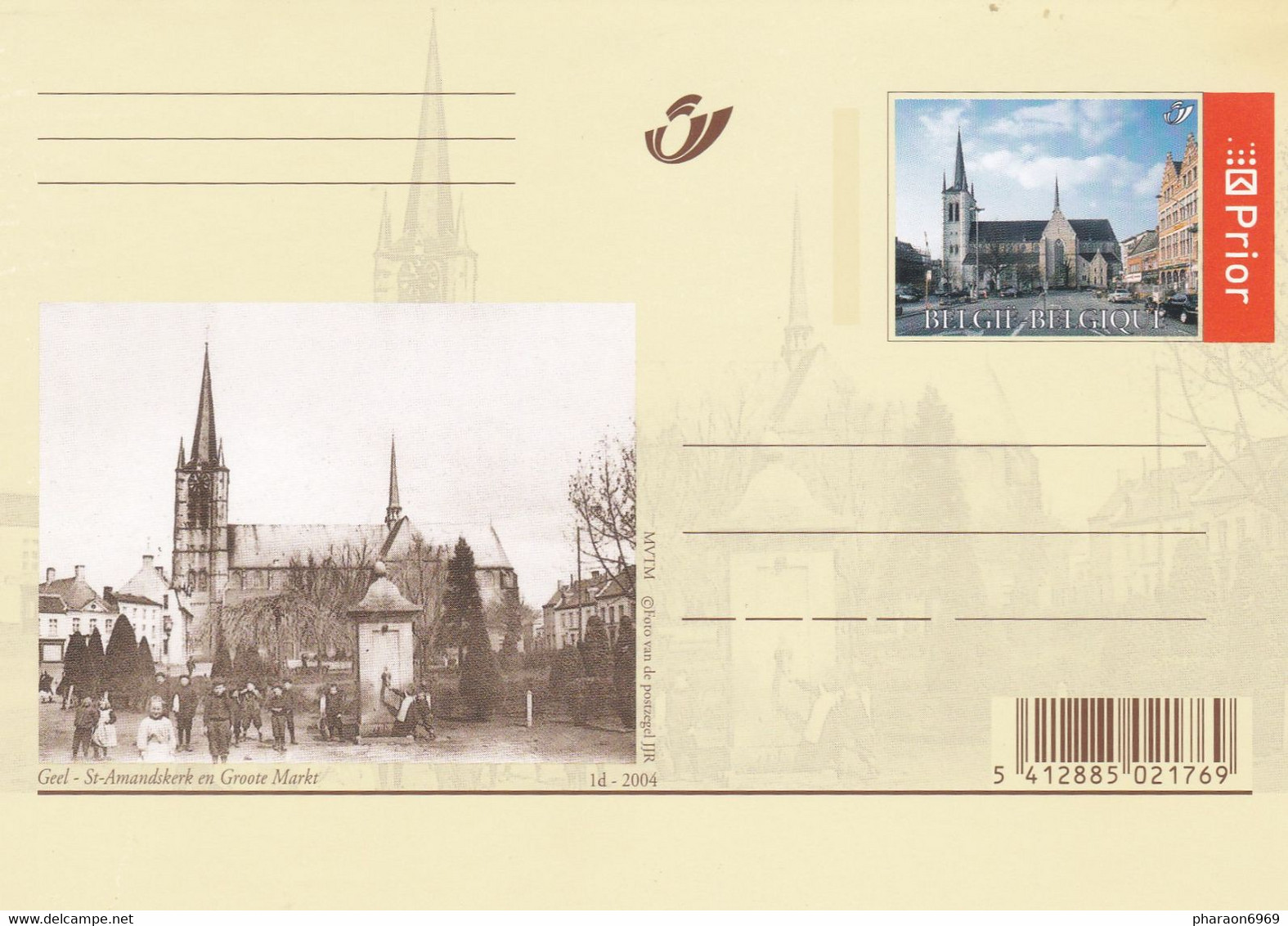 Carte Entier Postal Neuve Geel St-Amandskerk En Grote Markt - Geel