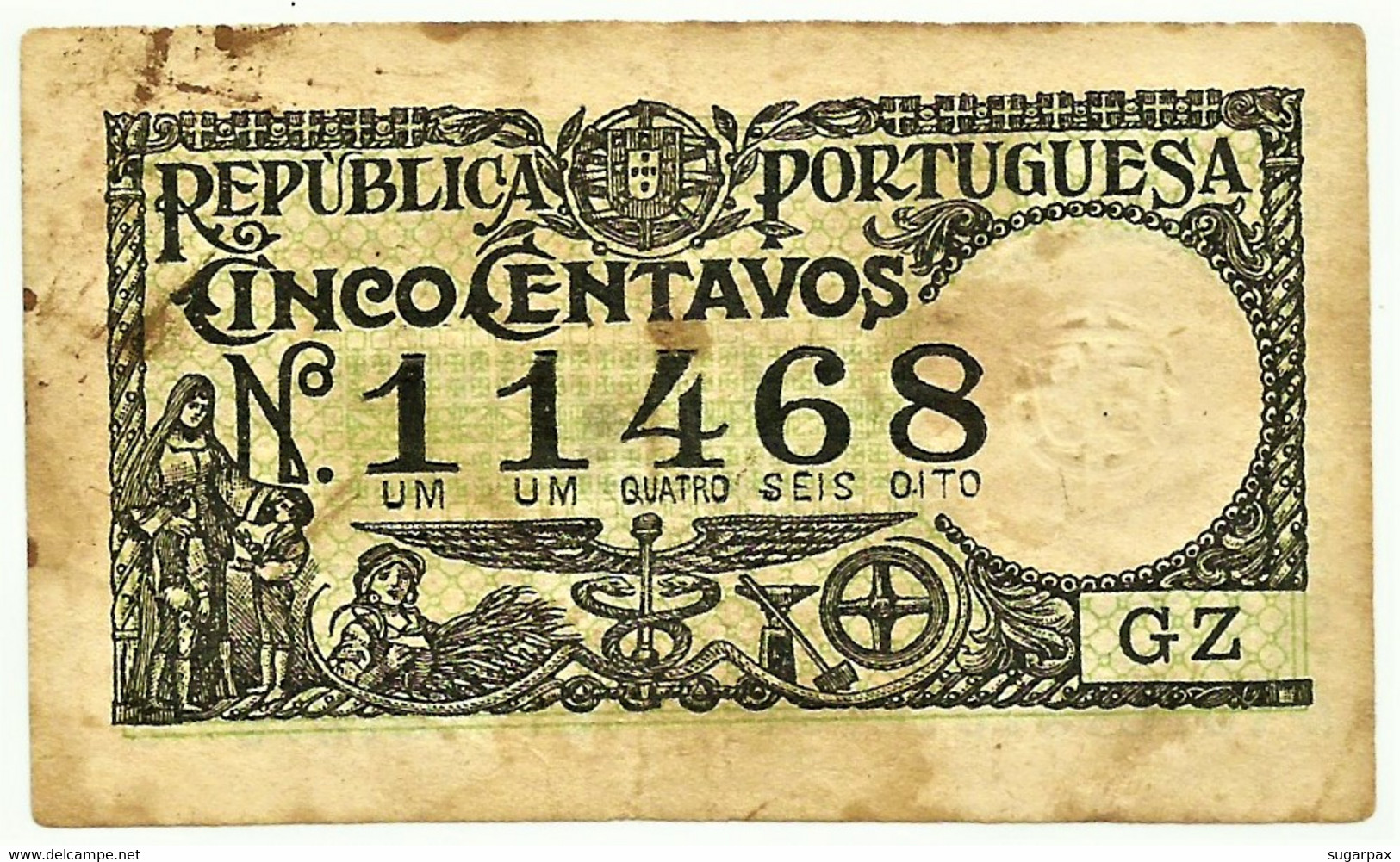 Santa Casa Da Misericórdia De Lisboa - 5 Centavos 20.08.1917 - SÉRIE GZ - M. A. N.º 1 - Portugal Cédula Notgeld - Portugal