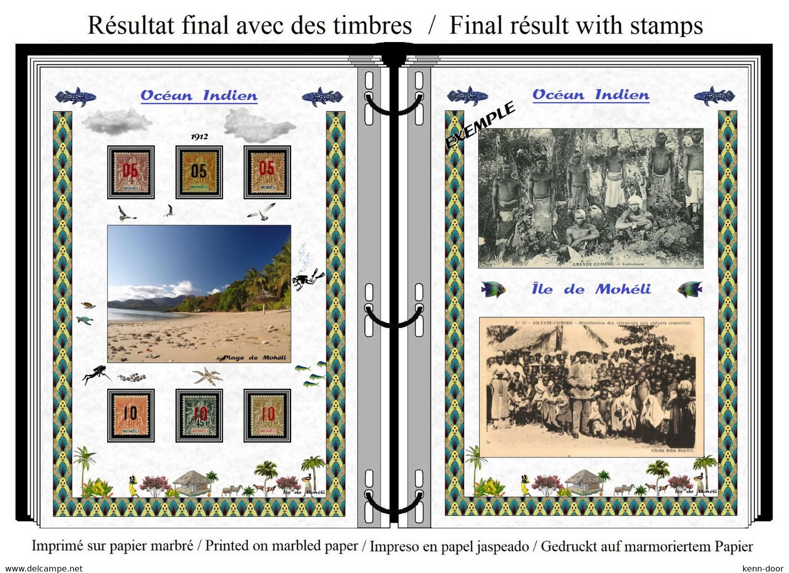 Albums de timbres à imprimer  MAYOTTE  ANJOUAN  MOHELI  GRANDE COMORE