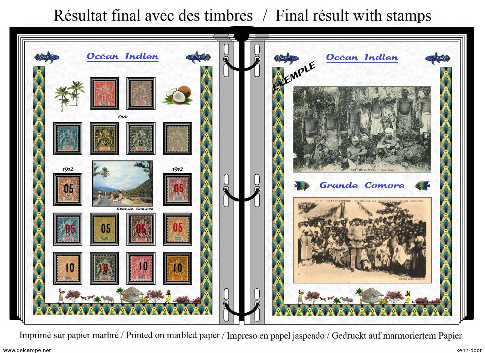 Albums de timbres à imprimer  MAYOTTE  ANJOUAN  MOHELI  GRANDE COMORE