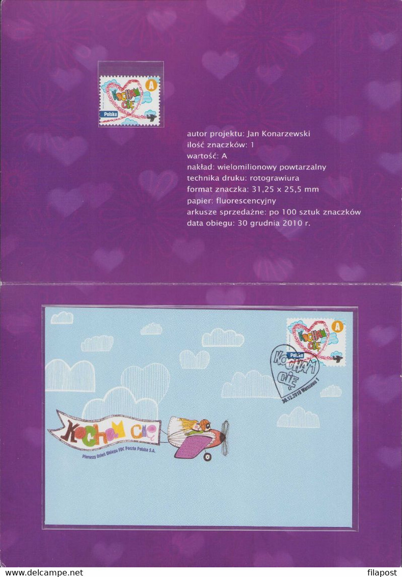 Poland 2010 Mini Booklet / I Love You Valentines Day Celebrations, Heart / With FDC And Stamp MNH**FV - Libretti