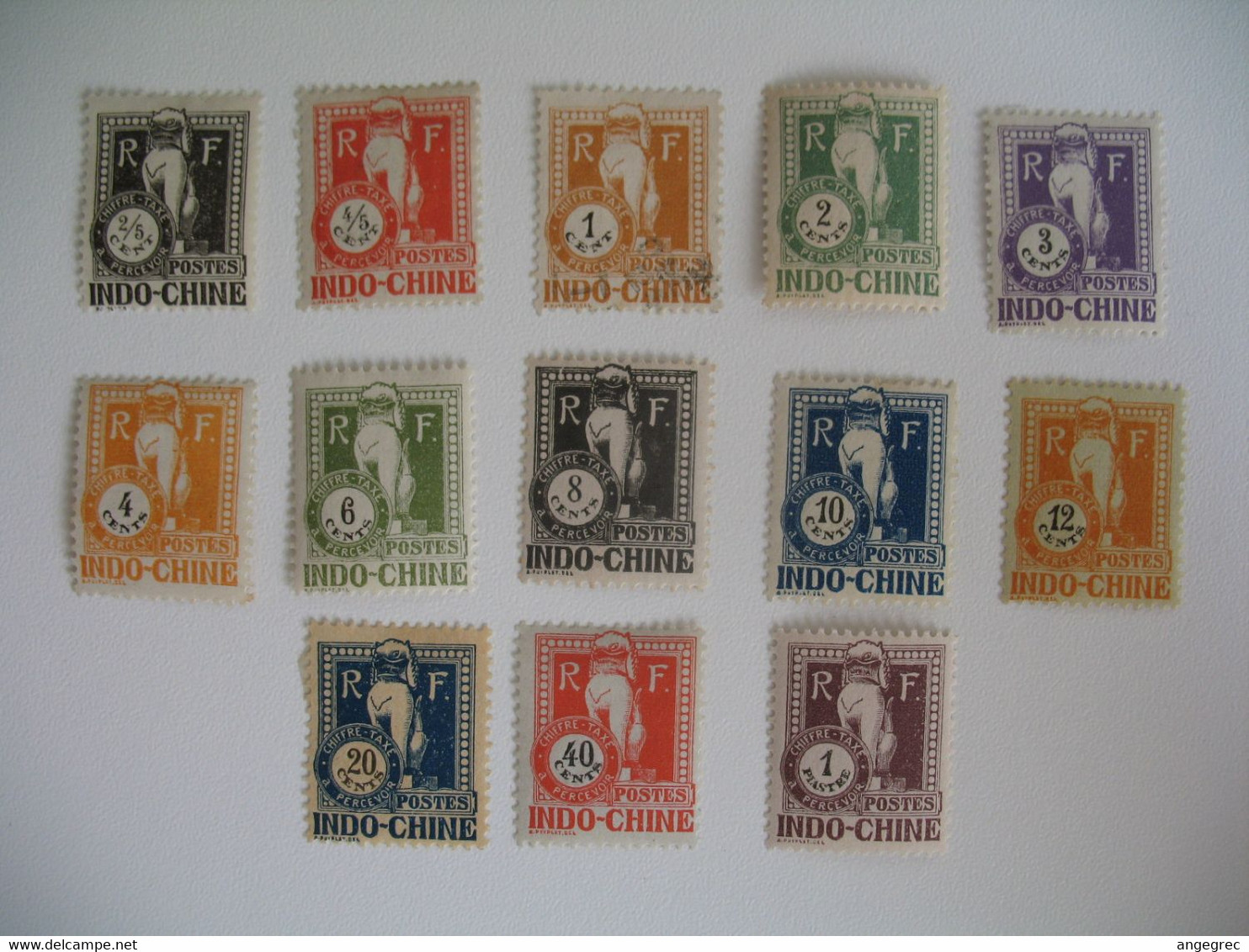 Indochine Stamps French Colonies  Taxe  N° 31 à 43   Neuf *   Dont 1 Oblitéré N° 33  à Voir - Unused Stamps