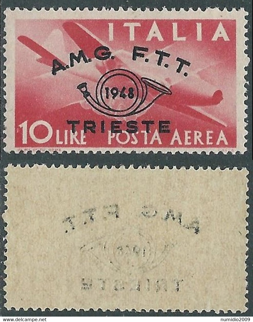 1948 TRIESTE A POSTA AEREA CONVEGNO FILATELICO 10 LIRE DECALCO MNH ** - RE2-4 - Airmail