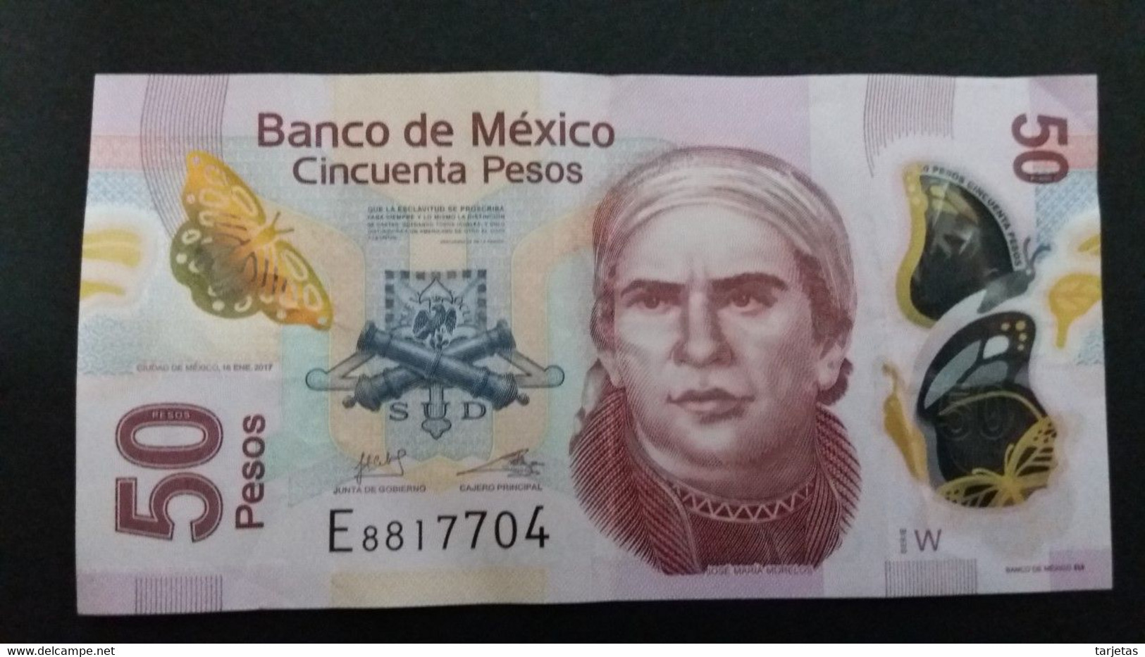 BILLETE DE MEXICO DE 50 PESOS DEL AÑO 2017 (BANKNOTE) MARIPOSA-BUTTERFLY - Mexico