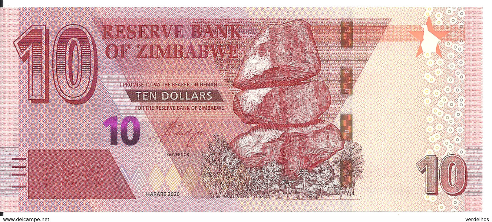 ZIMBABWE 10 DOLLARS 2020 UNC P New - Zimbabwe