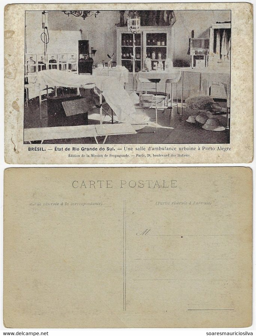 Brazil 1910s Postcard ambulatory Room In Porto Alegre French Publisher Mission Of Propagande Unused - Porto Alegre