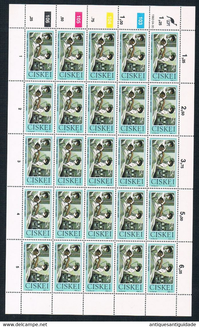 1982  South Africa - CISKEI - Trust Those Who Care - 25 Cents - Sheet Of 20 MNH - Ongebruikt