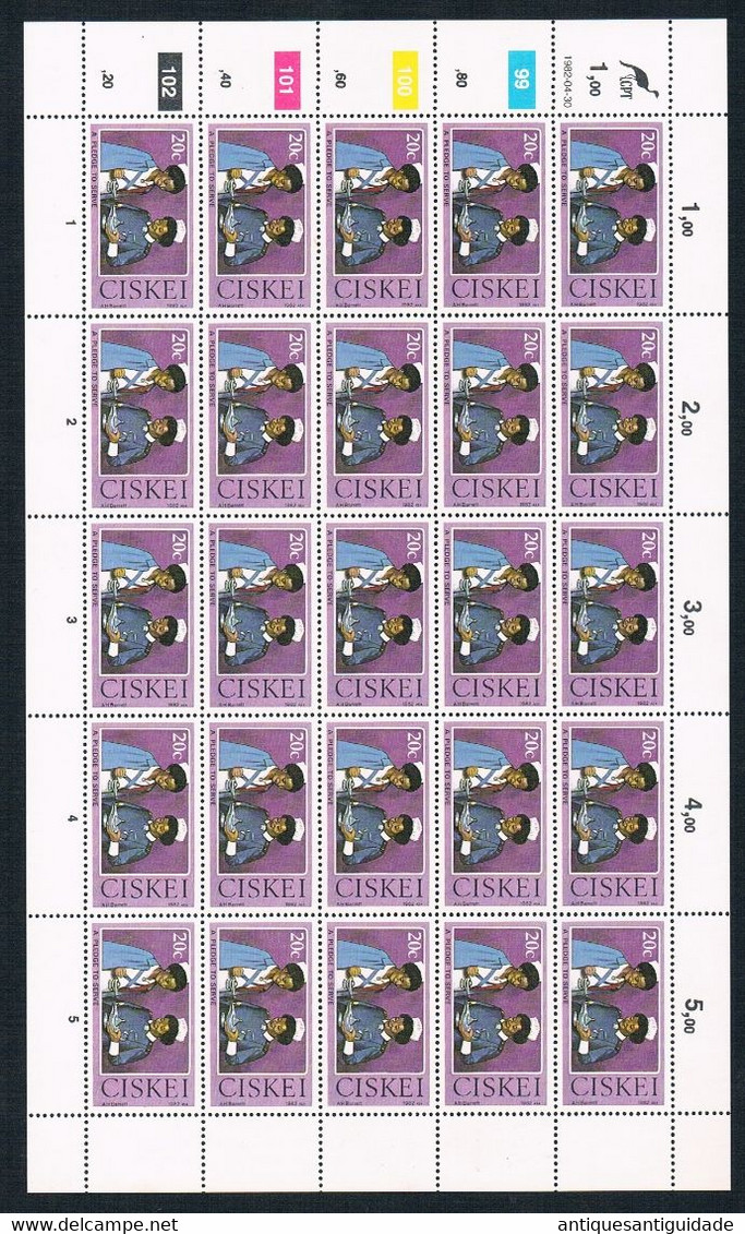 1982  South Africa - CISKEI - A Pledge To Serve - 20 Cents - Sheet Of 20 MNH - Unused Stamps