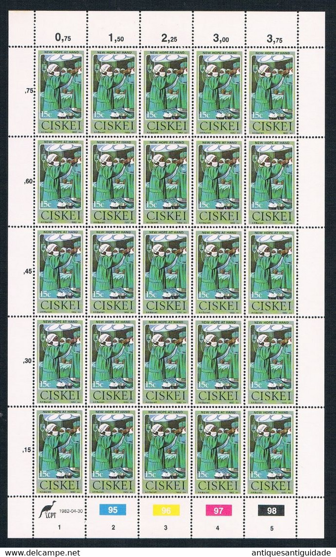 1982  South Africa - CISKEI - New Hope At Hand - 15 Cents - Sheet Of 20 MNH - Unused Stamps