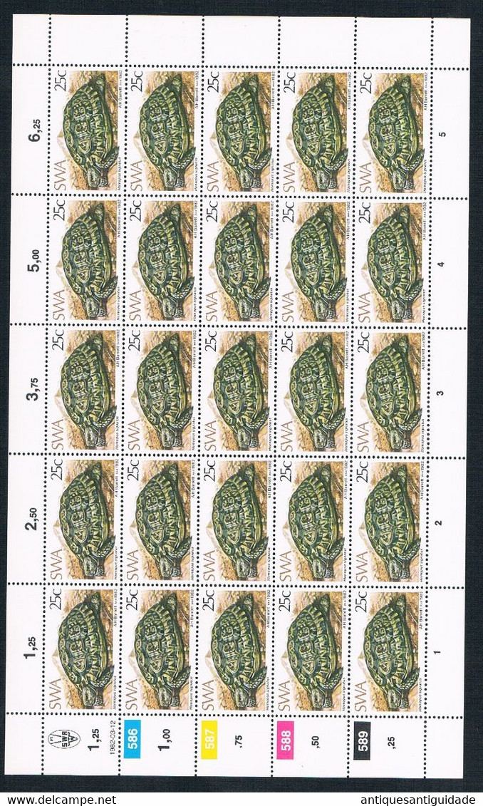 1982  South West Africa - Homopus Signatus - 25 Cents - Sheet Of 20 MNH - Venda