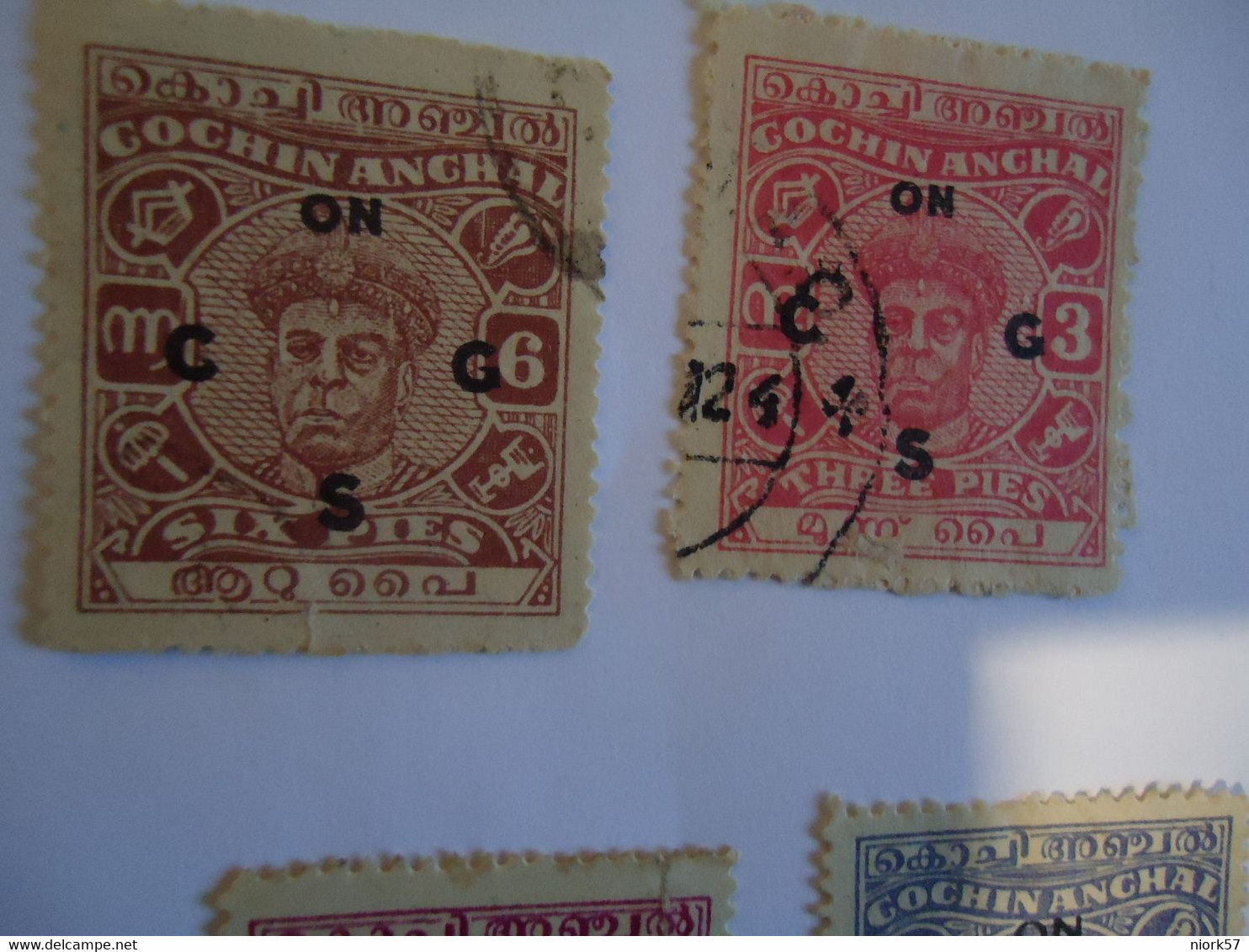 COCHIN  INDIA  USED   STAMPS   KING  OVERPRINT - Cochin