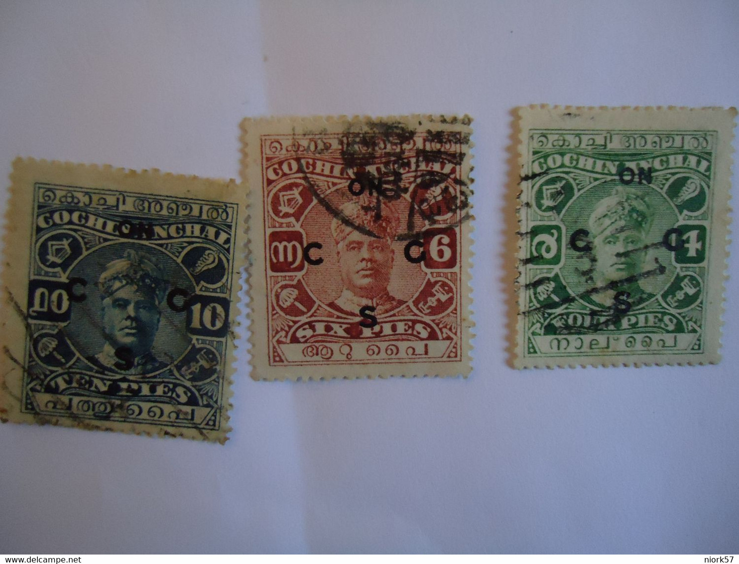 COCHIN  INDIA  USED   STAMPS   KING  OVERPRINT - Cochin