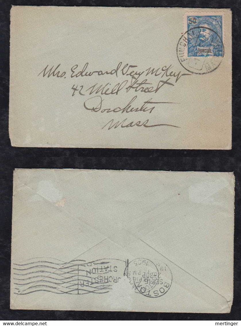 Portugal FUNCHAL 1905 Cover MADEIRA To DORCHESTER USA - Funchal