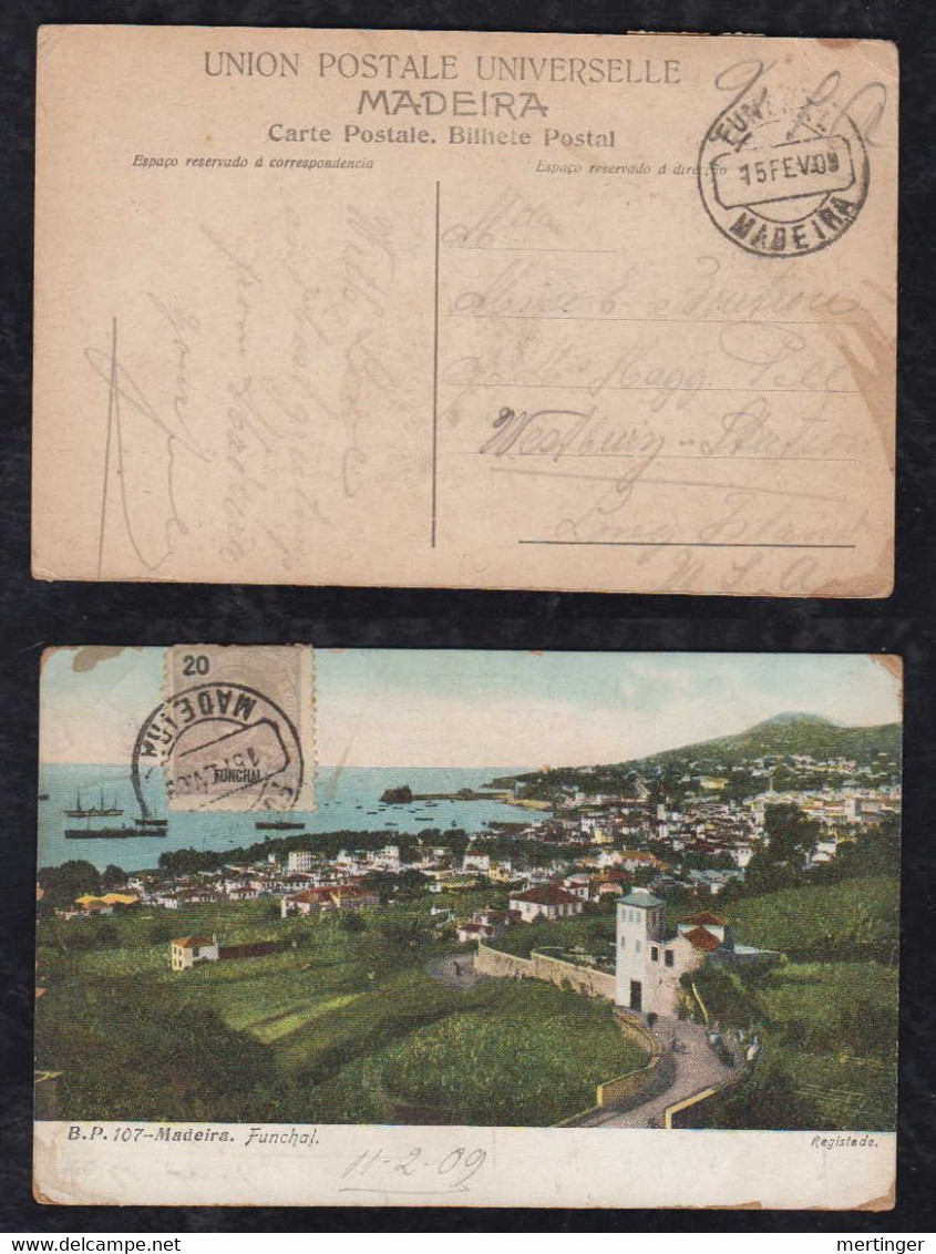 Portugal FUNCHAL 1909 Picture Postcard MADEIRA To WESTBURG STATION USA - Funchal