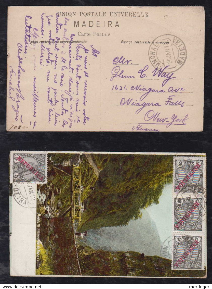 Portugal FUNCHAL 1912 Picture Postcard MADEIRA To NIAGARA FALLS USA Bridge - Funchal