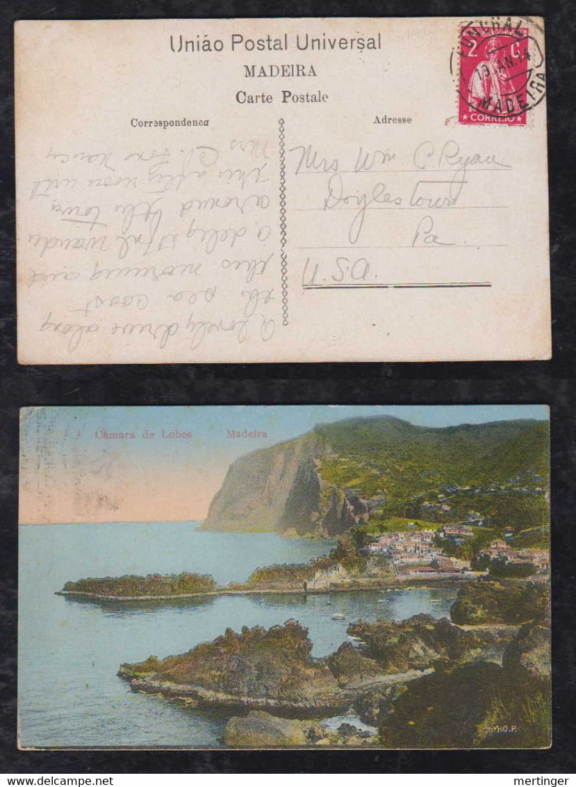 Portugal FUNCHAL 1914 Picture Postcard MADEIRA To DOYLESTOWN USA - Funchal