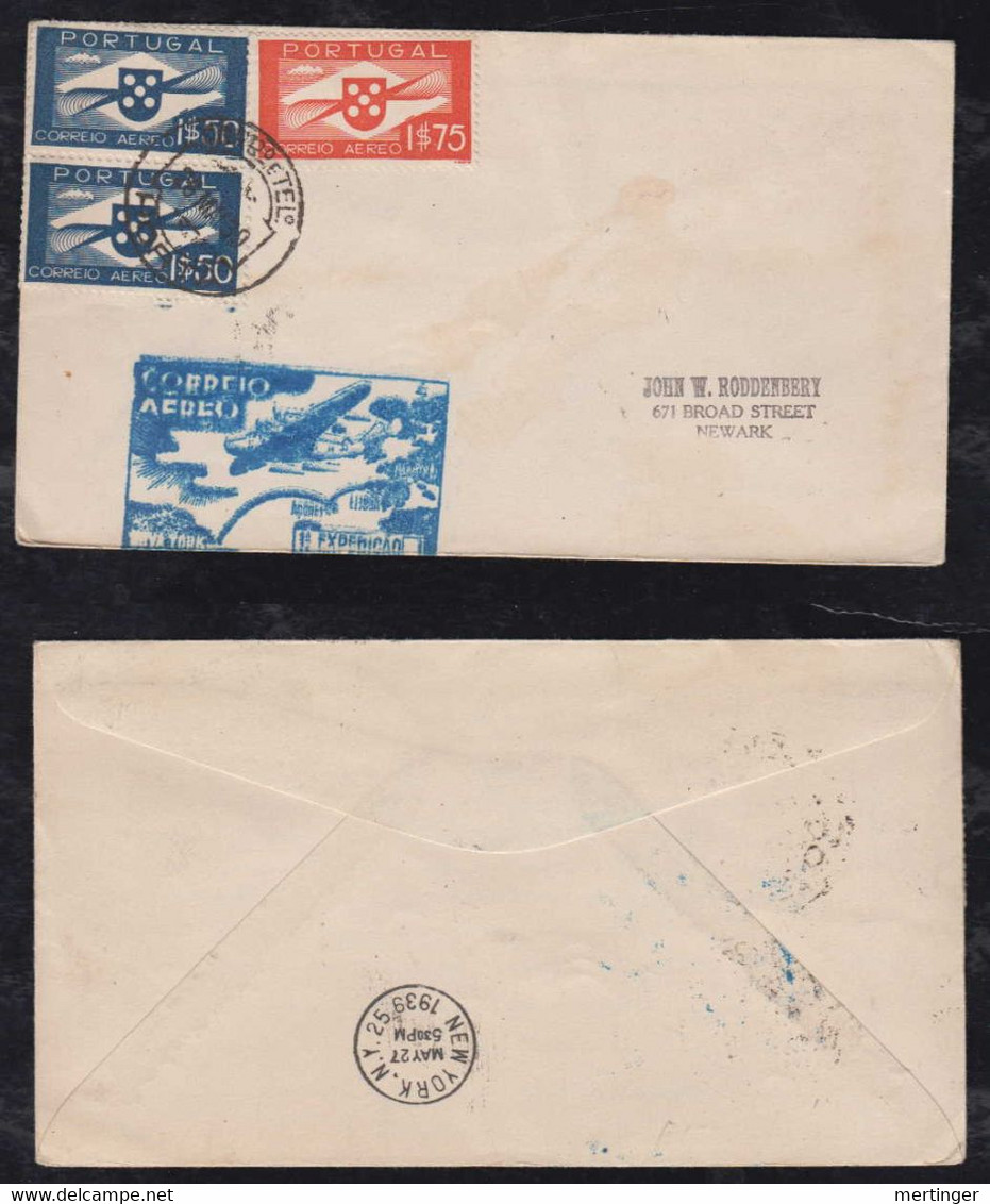 Portugal HORTA 1939 FFC First Flight Airmail Cover To NEWARK USA - Horta