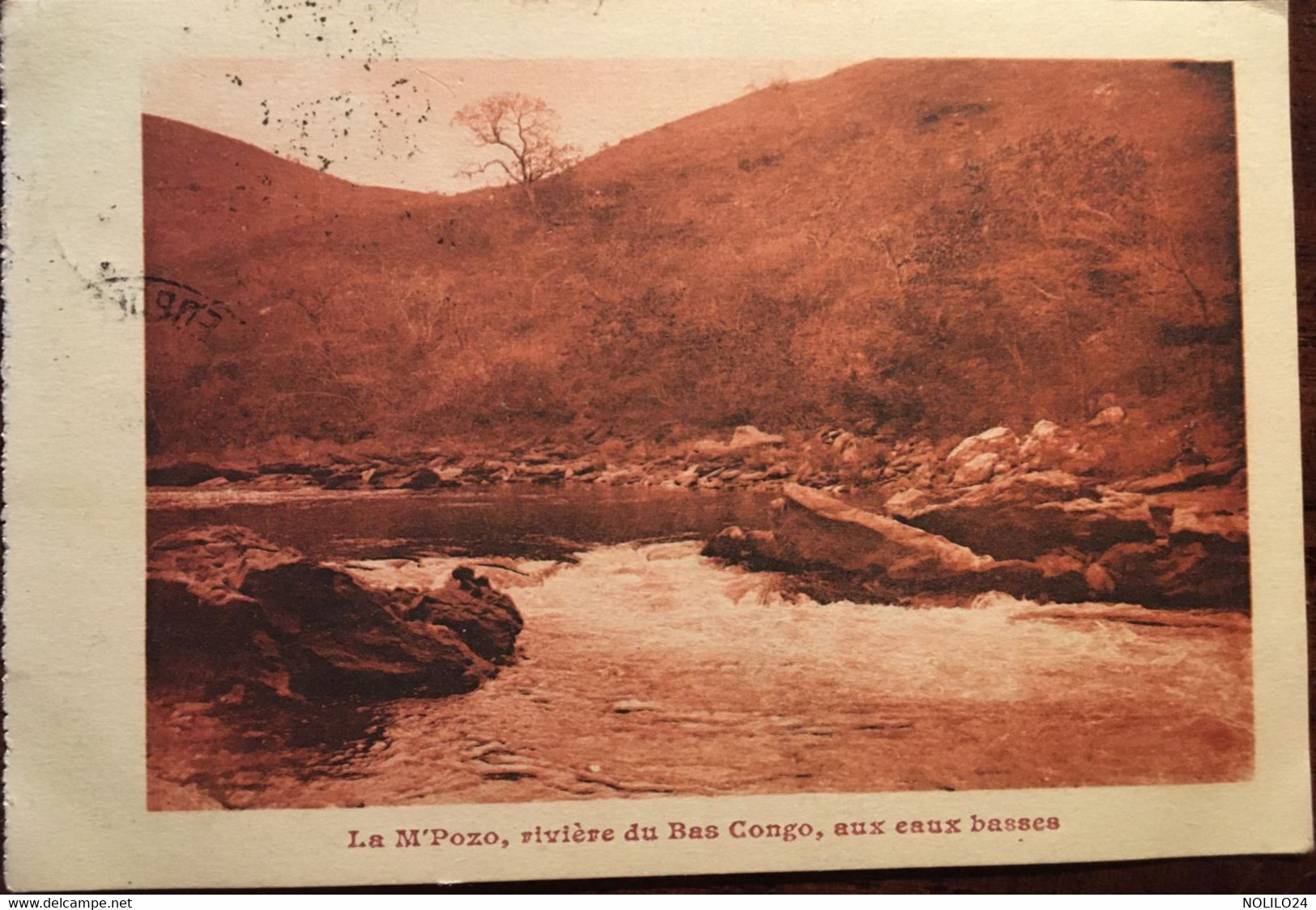 Cpa Sepia De 1929,  Congo Belge - La M'Pozo, Rivière Du Bas Congo, Aux Eaux Basses, Congo Belge, Timbre - Congo Belge