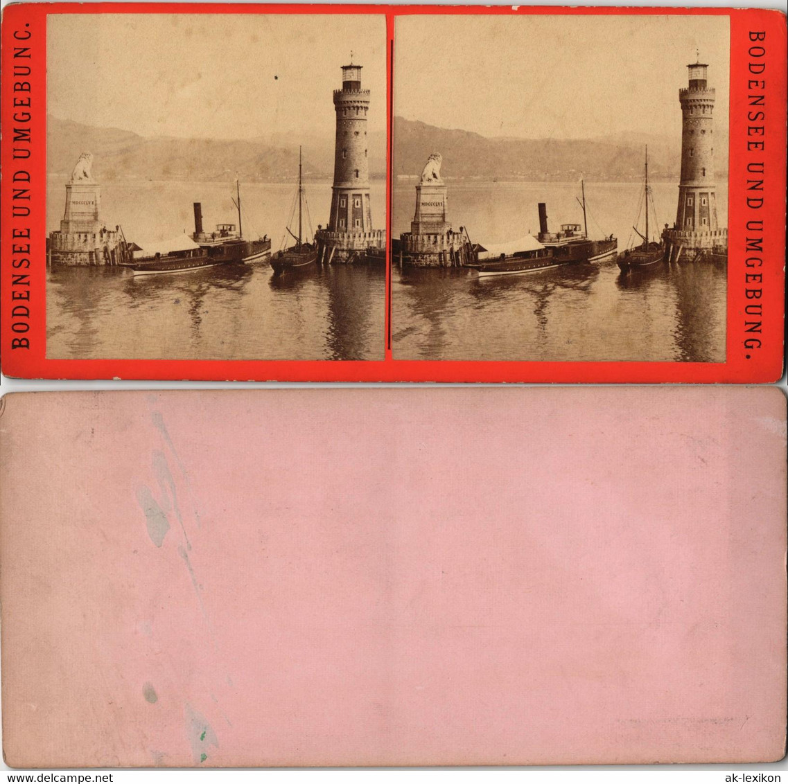 Lindau (Bodensee) Hafen, Dampfer CDV Kabinettfoto 1890 3D/Stereoskopie - Sonstige & Ohne Zuordnung