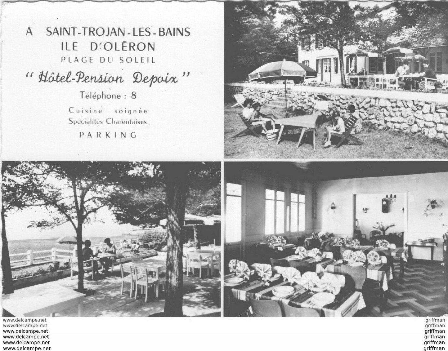 ILE D'OLERON SAINT TROJAN HOTEL PENSION DEPOIX 1964 CPSM GM TBE - Ile D'Oléron