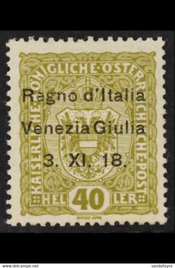 V. GIULIA 1918 40h Olive Overprinted, Sass 10, Very Fine Mint.  For More Images, Please Visit Http://www.sandafayre.com/ - Unclassified
