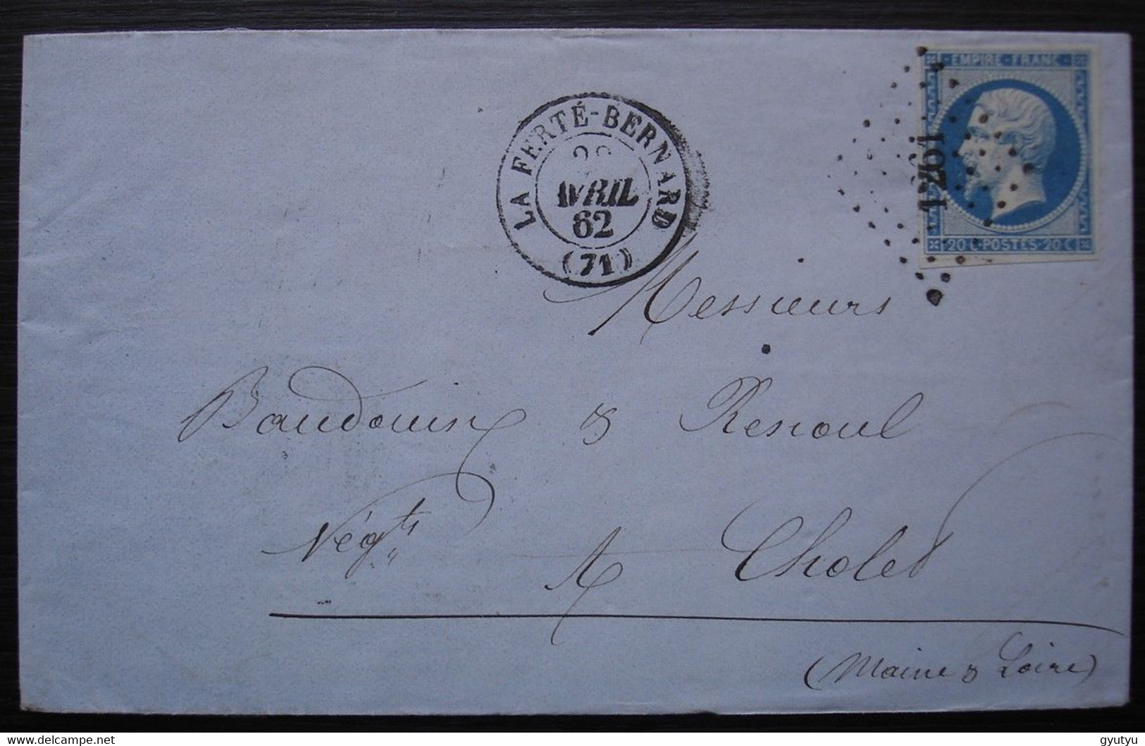 Ferté-Bernard (la) 1862 Pc 1261, Lettre Pour Cholet - 1849-1876: Classic Period