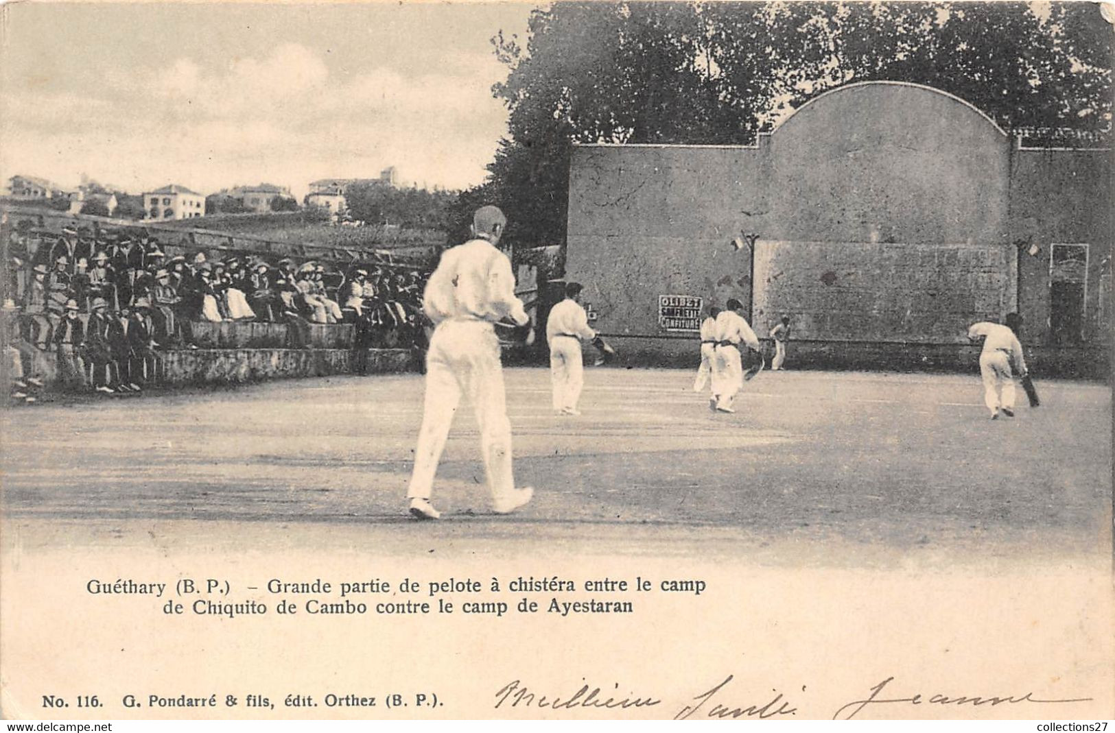 64-GUETHARY- GRANDE PARTIE DE PELOTE A CHISTERA ENTRE LE CAMP DE CHIQUITO DE CAMBO CONTRE LE CAMP DES AYESTARAN - Guethary