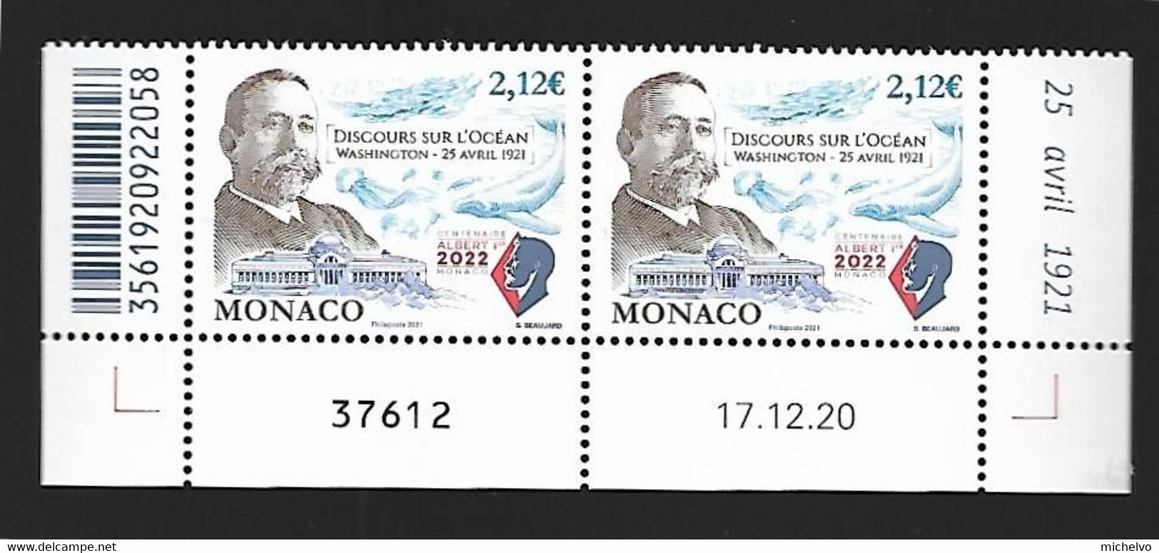 Monaco 2021 - Yv N° 3266 ** - Centenaire Du Discours Sur L'océan Du Prince Albert 1er - Nuevos