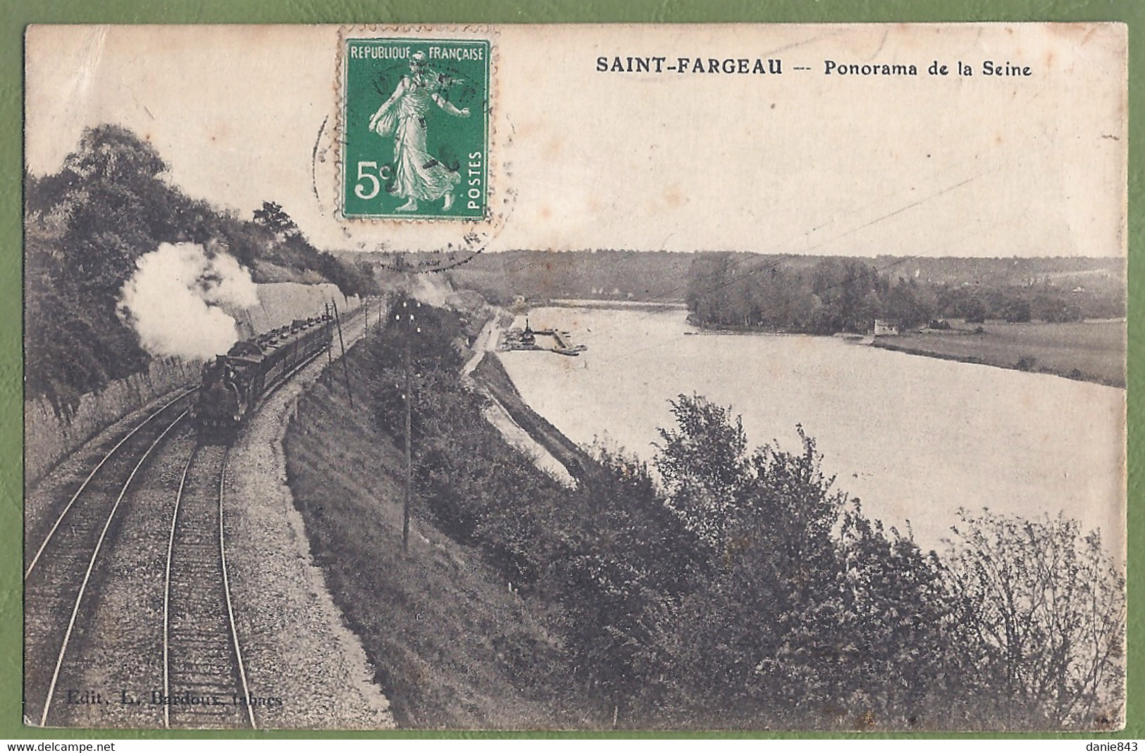 CPA  - SEINE ET MARNE - SAINT FARGEAU - PANORAMA DU BORD DE SEINE - Animation, Train, Locomotive - édition L. Bardoux - Saint Fargeau Ponthierry