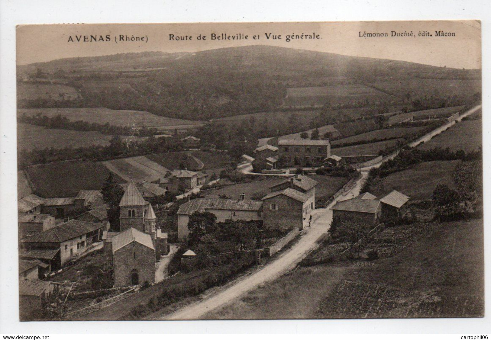 - CPA AVENAS (69) - Route De Belleville Et Vue Générale 1922 - Edition Lémonon Ducôté - - Andere & Zonder Classificatie