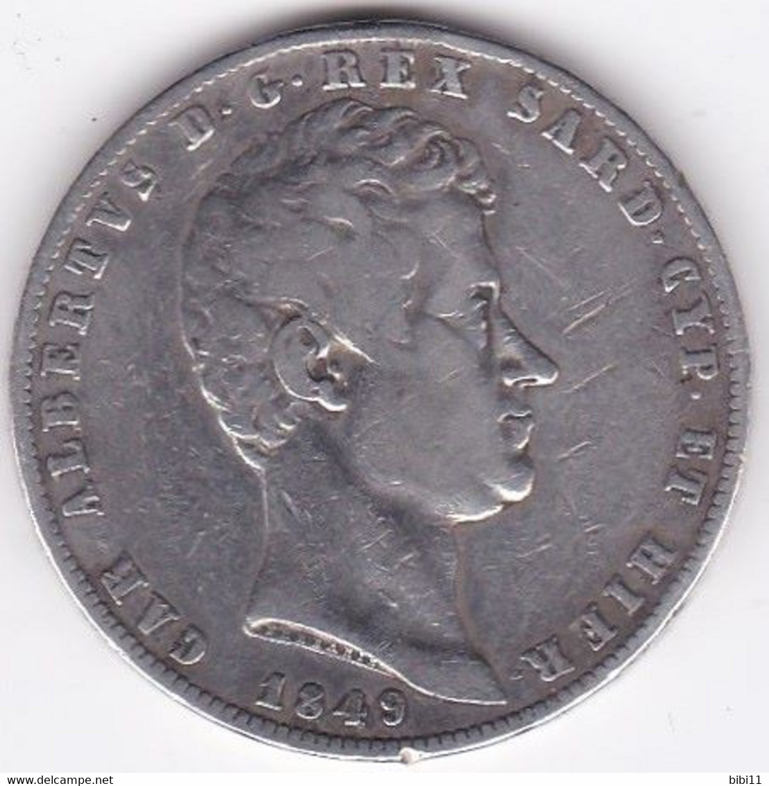 Regno Di Sardegna 5 Lire 1849 P Genova. Ancoretta. Carlo Alberto, En Argent - Piemonte-Sardegna, Savoia Italiana
