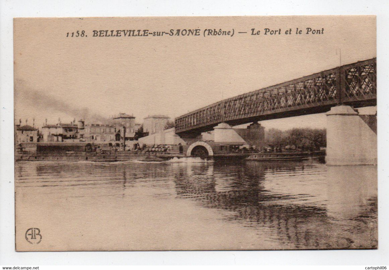 - CPA BELLEVILLE-SUR-SAONE (69) - Le Port Et Le Pont 1923 - Edition AB 1158 - - Belleville Sur Saone