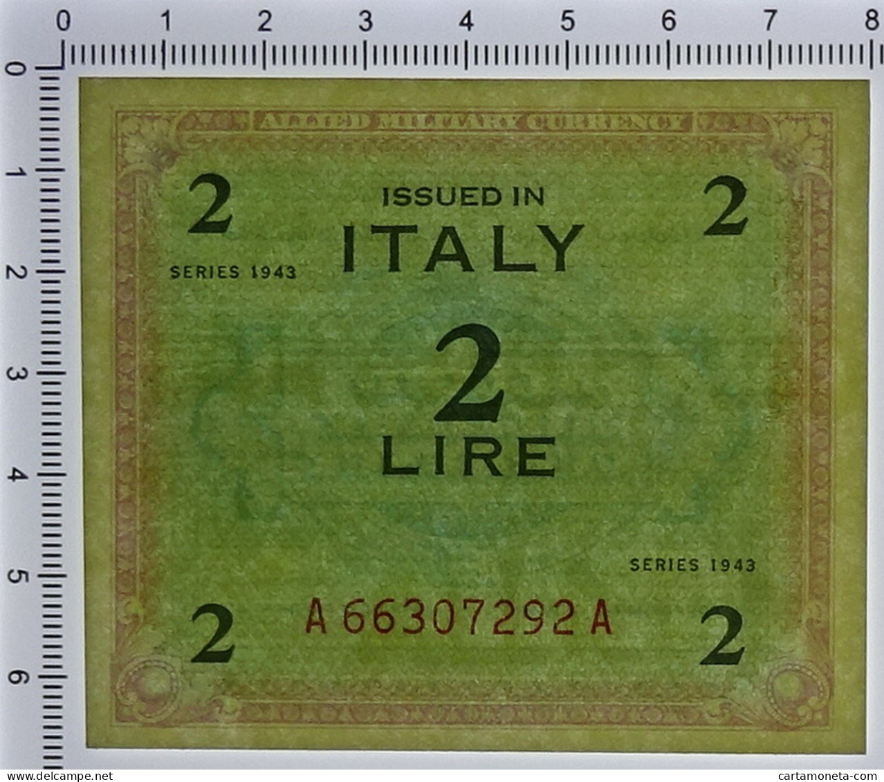 2 LIRE OCCUPAZIONE AMERICANA IN ITALIA MONOLINGUA FLC 1943 FDS - Occupation Alliés Seconde Guerre Mondiale