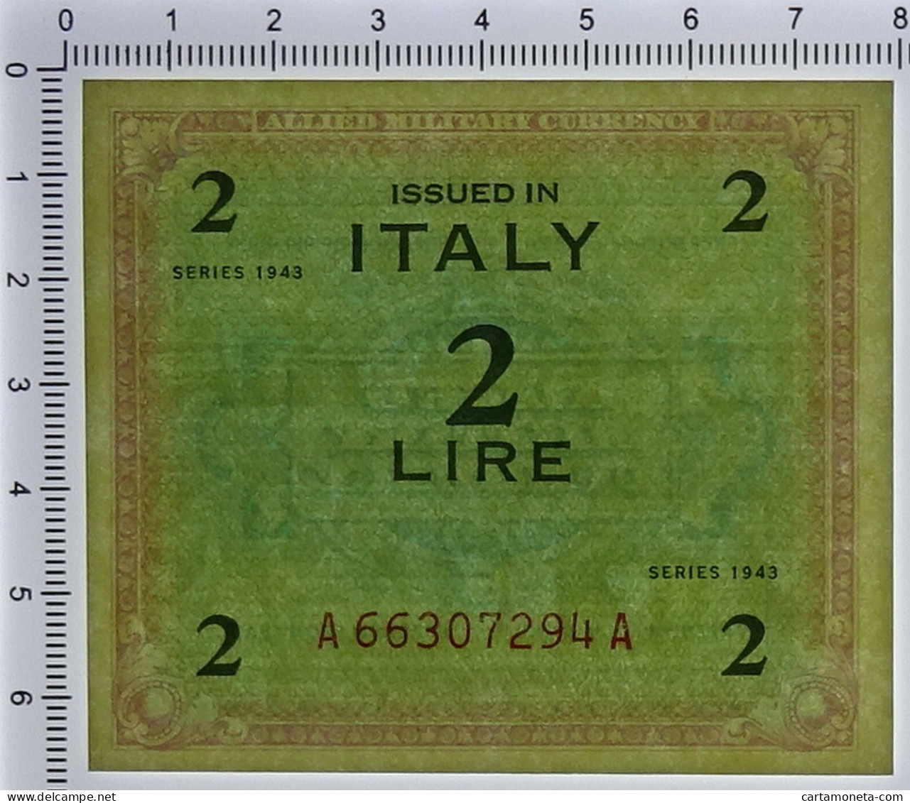 2 LIRE OCCUPAZIONE AMERICANA IN ITALIA MONOLINGUA FLC 1943 FDS - Ocupación Aliados Segunda Guerra Mundial