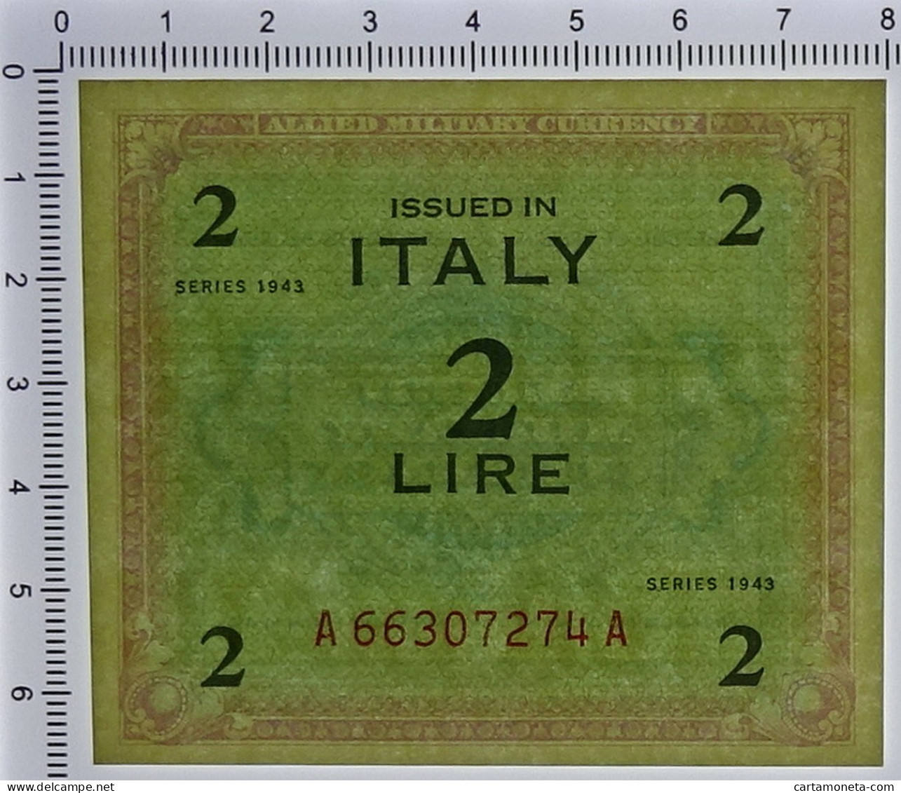 2 LIRE OCCUPAZIONE AMERICANA IN ITALIA MONOLINGUA FLC 1943 FDS - Ocupación Aliados Segunda Guerra Mundial