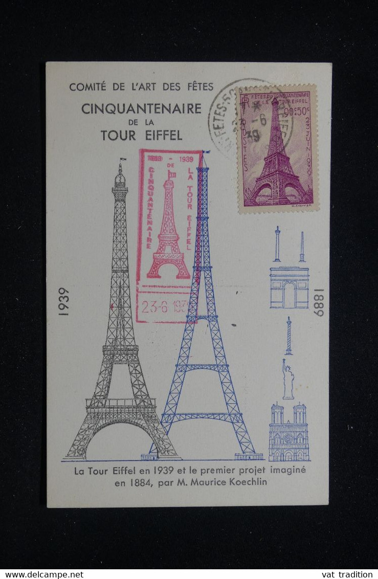 FRANCE - Carte Maximum En 1939 - Tour Eiffel -  L 93606 - 1930-1939