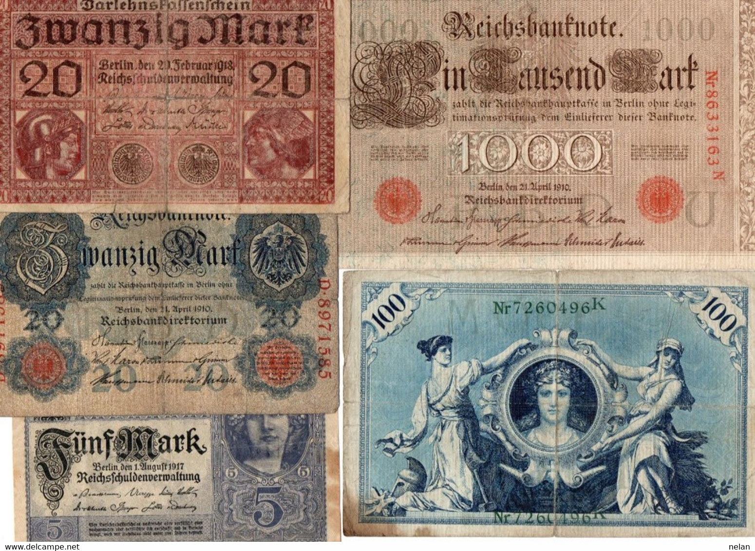 LOTTO BANCONOTE  EUROPA - GERMANIA-   CIRCOLATE - Lots & Kiloware - Banknotes
